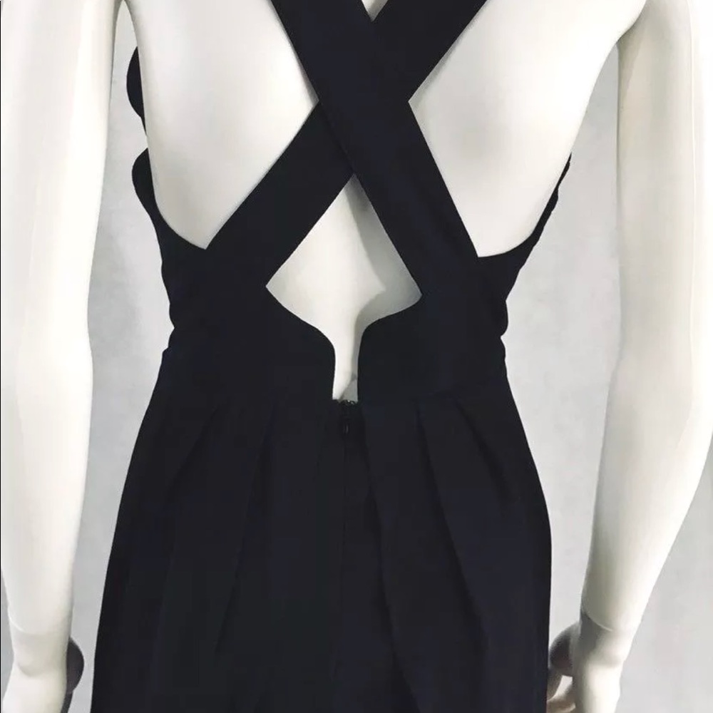 Tobi Black cross back strap halter dress M lined